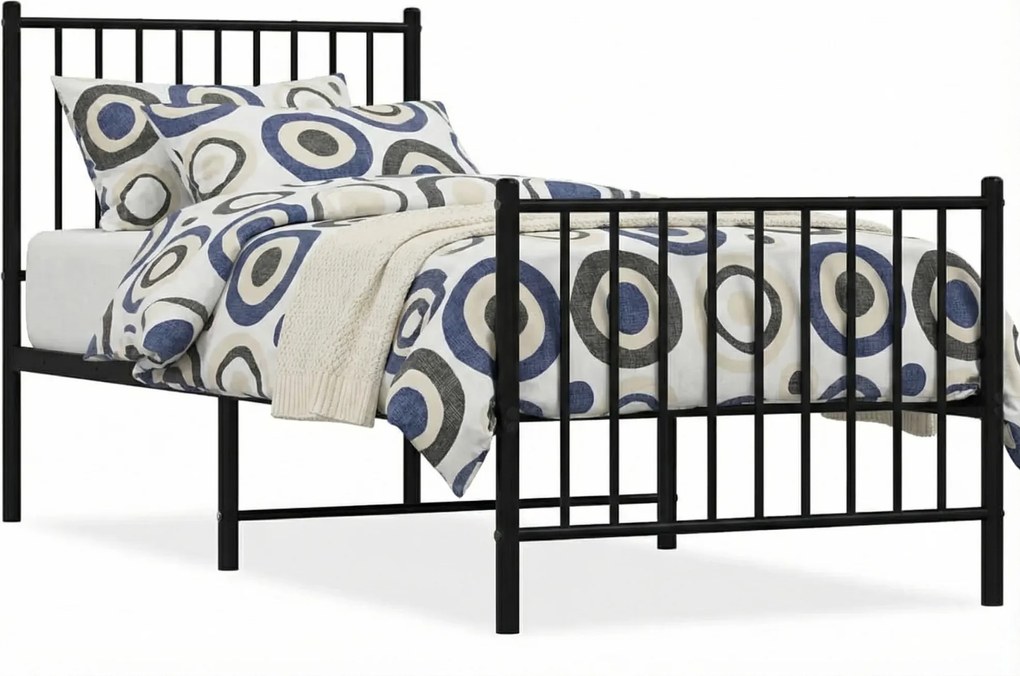 Czarne pojedyncze łóżko metalowe 90x200 cm D6-L41