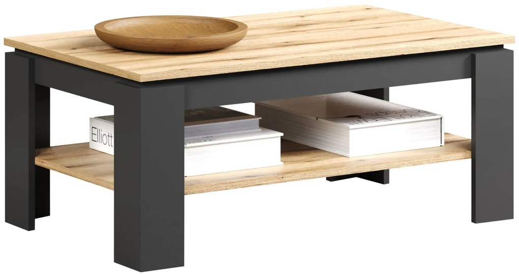 Ława prostokątna z półką grafit + dąb evok Z0-E51