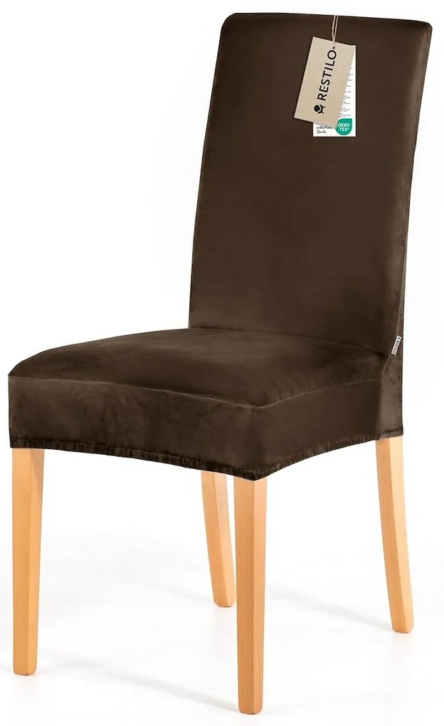 Restilo Pokrowiec na krzesło Sento ciemnobrązowy, 48 x 48 x 58 + 10 cm, zestaw 4 szt.