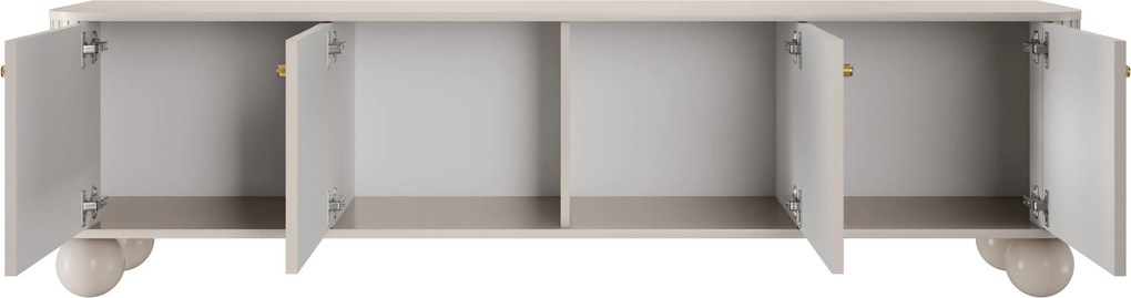 Szafka RTV Vesper 4D 187 cm - kaszmir / złote uchwyty / nogi kule