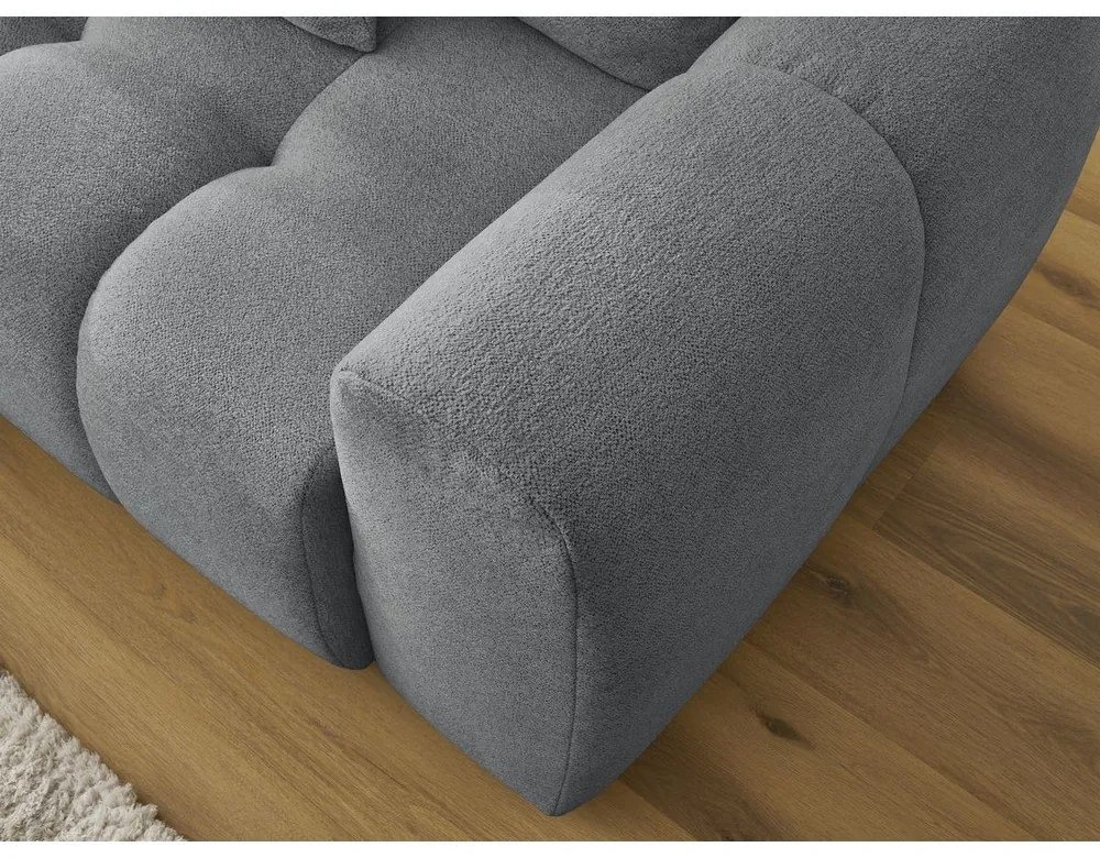 Szary rozkładany/ze schowkiem narożnik z tkaniny szenilowej (lewostronny/z szezlongiem) Roxelane – Bobochic Paris