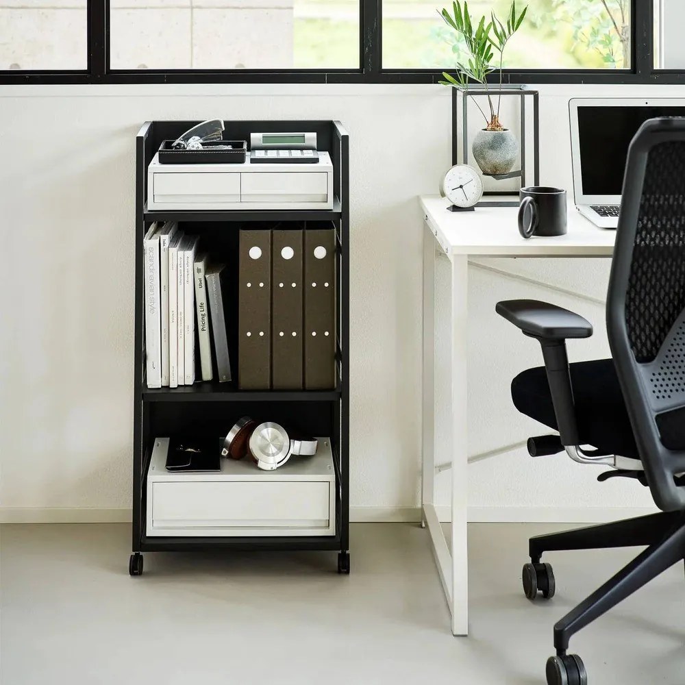 Czarny metalowy regał na kółkach 42x84,5x32 cm Tower – YAMAZAKI