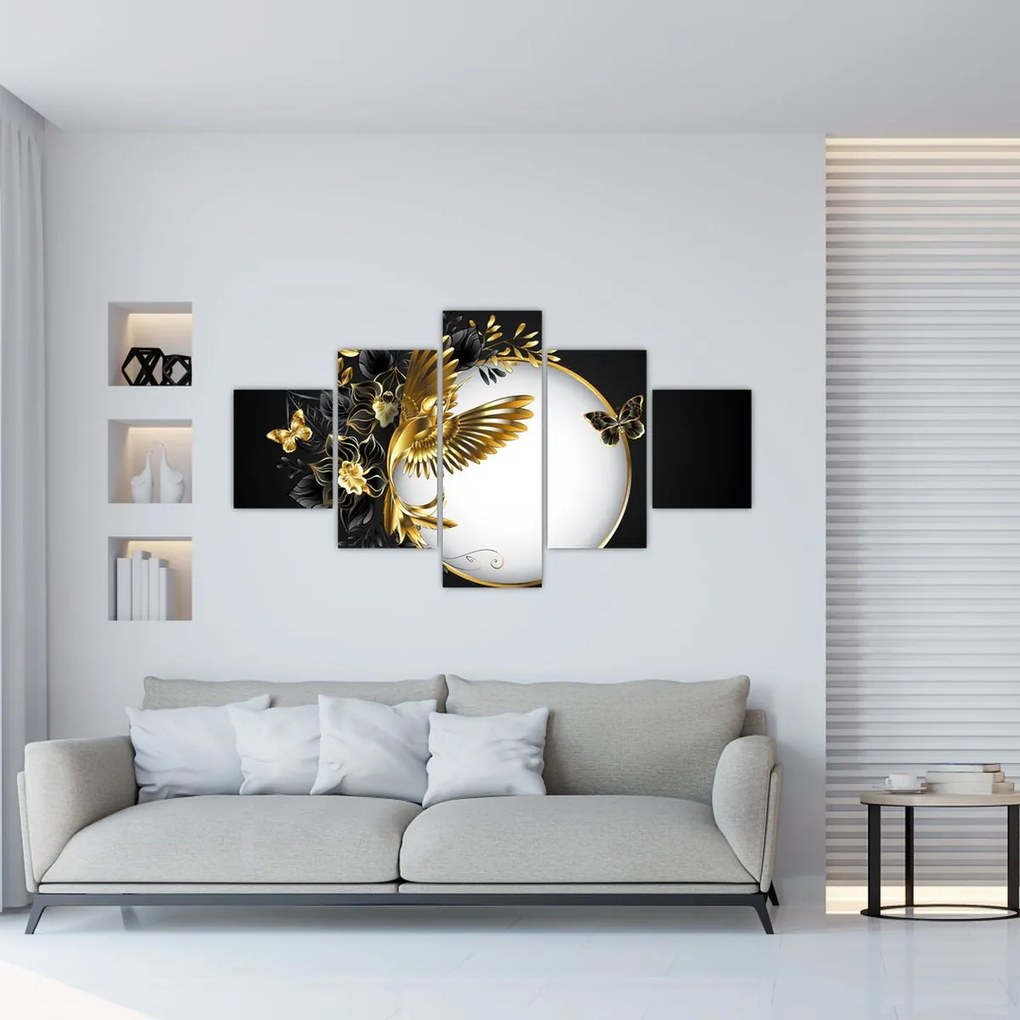 Obraz - Piłka ze złotymi motywami (125x70 cm)
