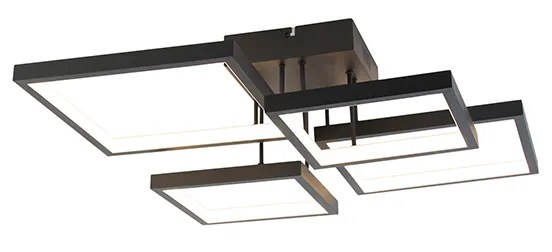 Lampa sufitowa czarna w komplecie z LED 3-stopniowy ściemniacz 4-światła - LejoDesignerski Oswietlenie wewnetrzne