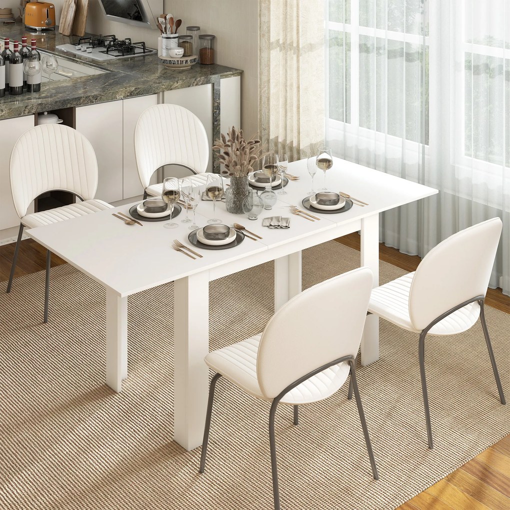 HOMCOM Stół rozkładany, 140/180 x 80 cm stół kuchenny dla 6-8 osób, do kuchni, jadalni, biały | Aosom PL