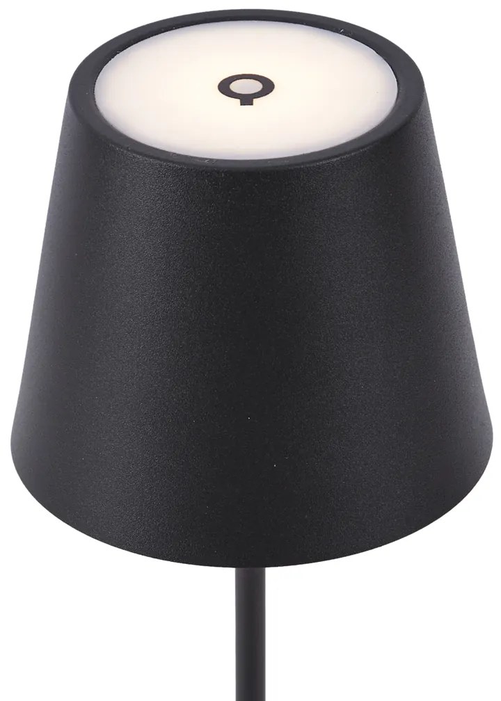 Nowoczesna lampa stołowa czarna 37 cm z LED, ściemnialna, IP54, ładowalna - Topi Nowoczesny Oswietlenie wewnetrzne