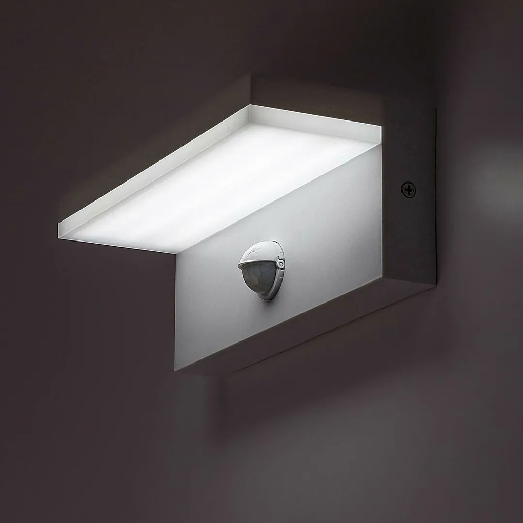 Rabalux 77116 zewnętrzna lampa ścienna LEDZaragoza, z czujnikiem, 9 W, IP54, biała
