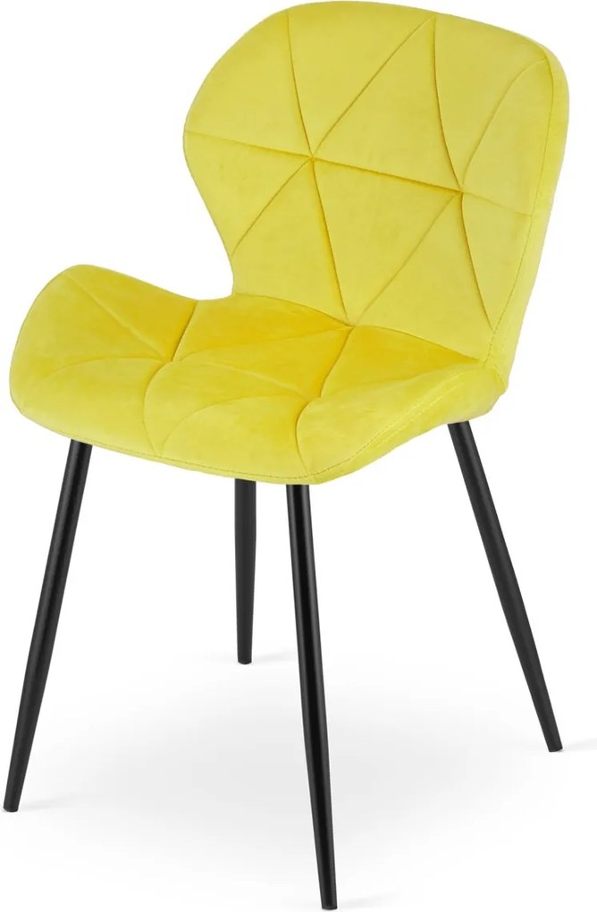 Krzesło do jadalni MANGO VELVET z czarnymi nogami, żółte