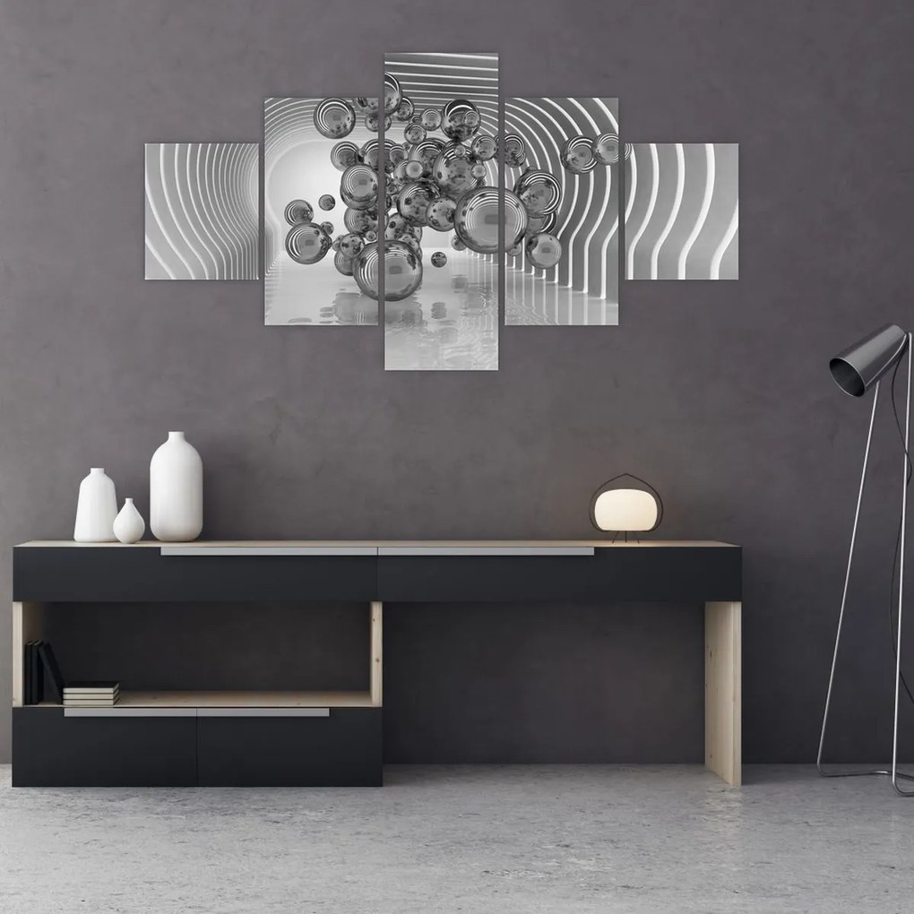 Obraz - Czarno-białe bąbelki (125x70 cm)