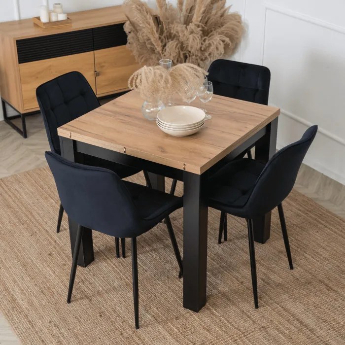 Krzesło Tapicerowane do Jadalni CHRIS Czarne Welurowe Nowoczesne Loft