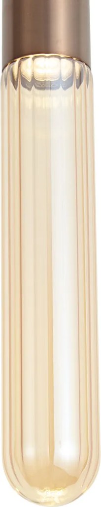 Lampa wisząca Art Deco ciemny brąz z żebrowanym szkłem IP44 - Walcott