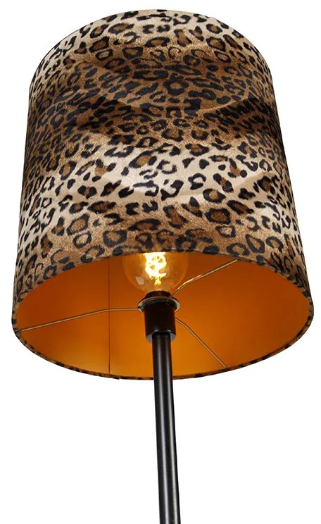 Lampa podłogowa czarny abażur leopard 40 cm - Simplo Nowoczesny Oswietlenie wewnetrzne