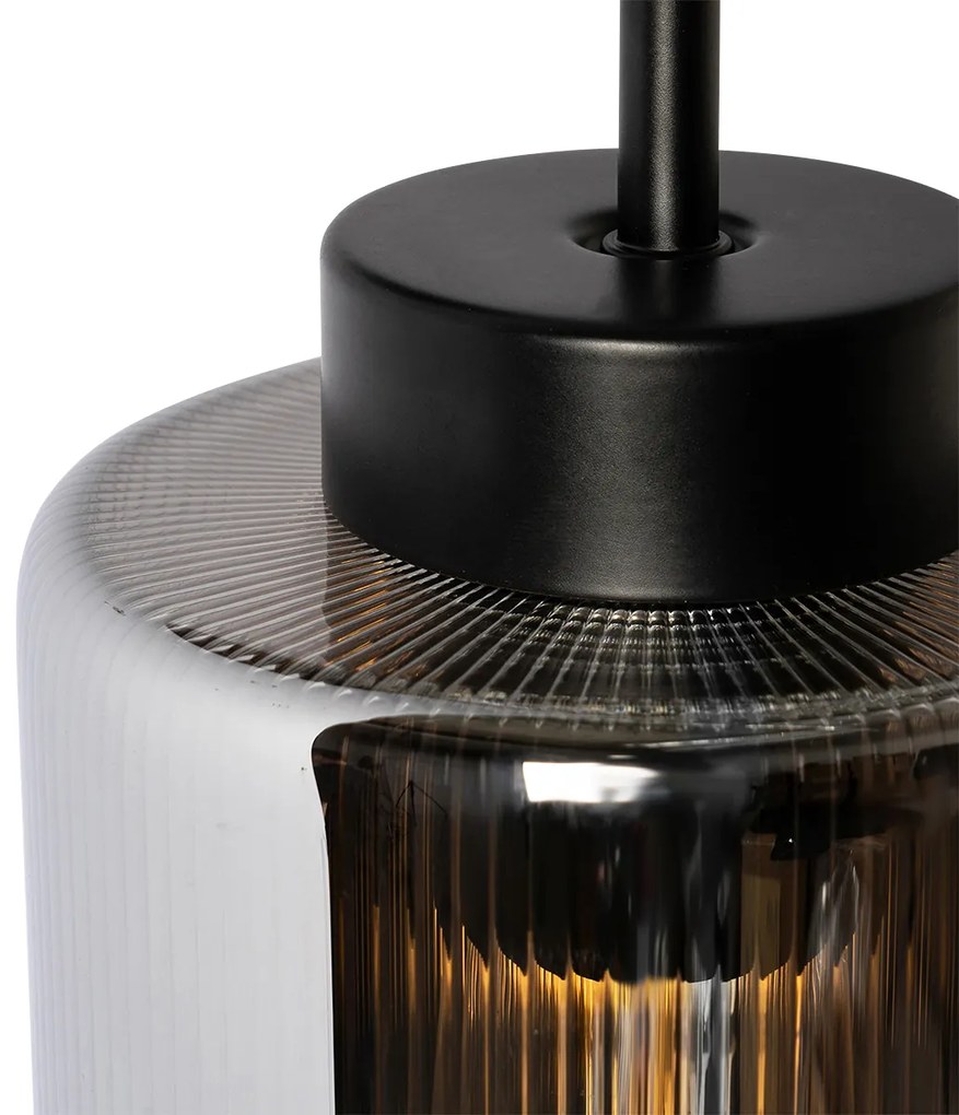 Lampa ścienna w stylu art deco czarna z przydymionym szkłem - Laura ArtDeco Oswietlenie wewnetrzne