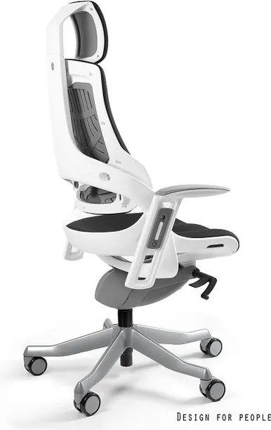 Fotel ergonomiczny Wau, zgodny z normą BHP, biały / tkanina BL418