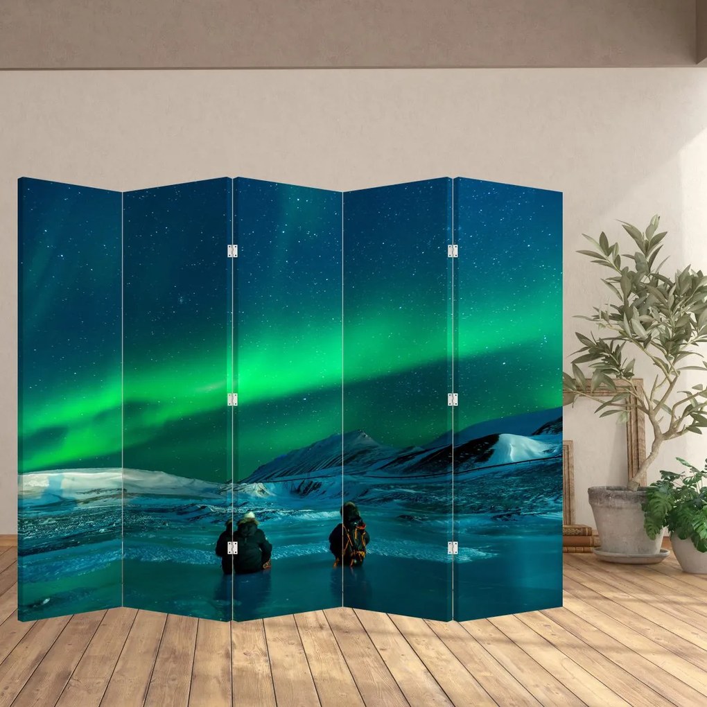 Parawan - Ludzie przy zorzy polarnej (210x170 cm)