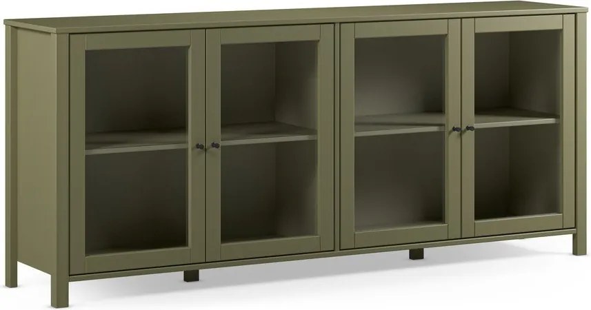 Zielona witryna z litego drewna sosnowego 186x80x40 cm Alessandra – Marckeric