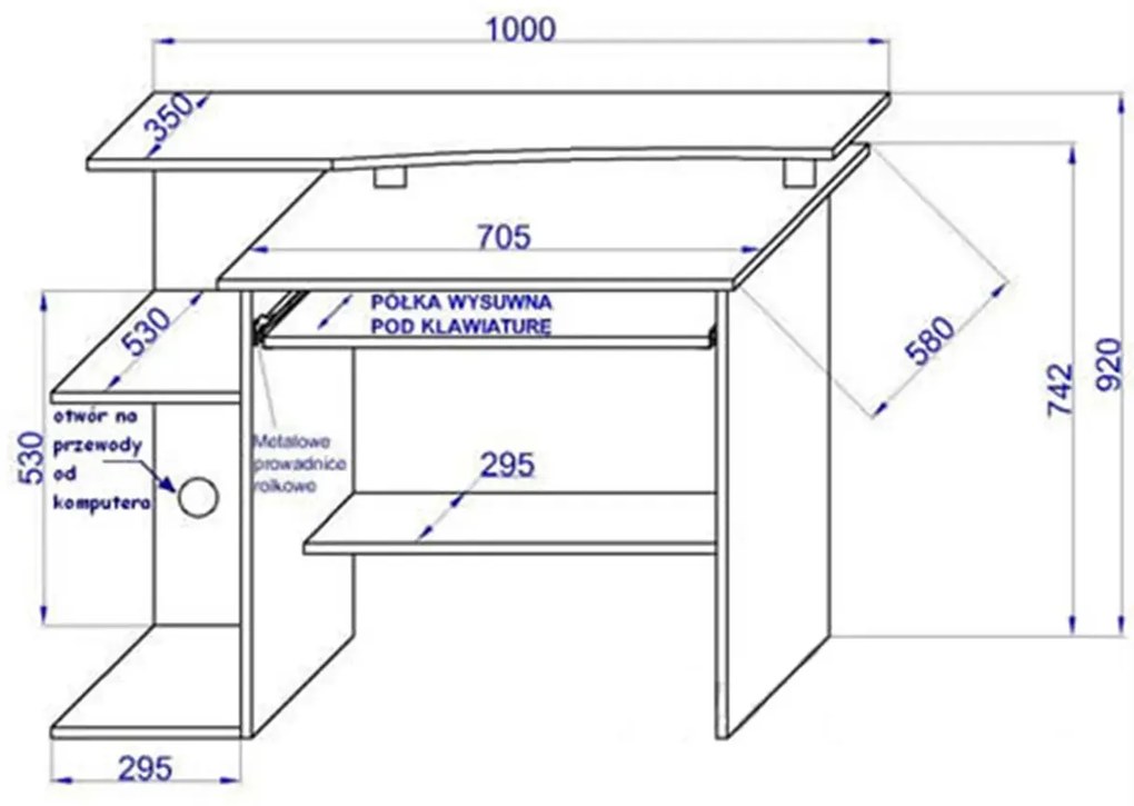 Małe komputerowe biurko z nadstawką na monitor dąb sonoma M4-T96