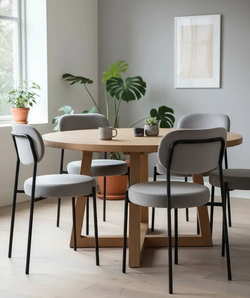 Szare Minimalistyczne Krzesło Tapicerowane L8-D34