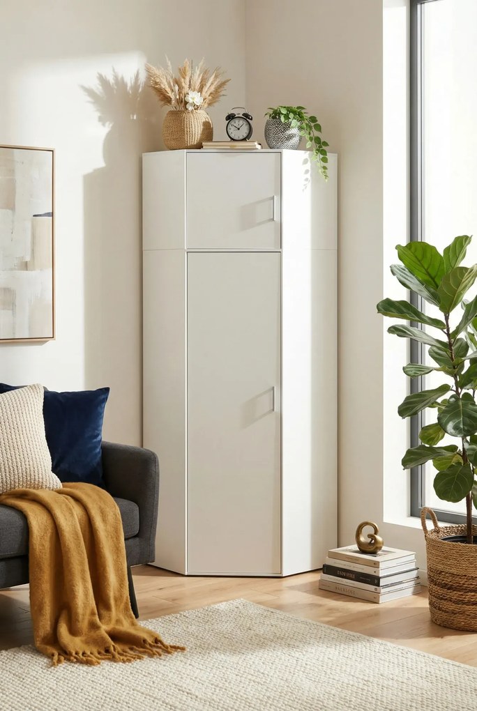 Szafa biała narożna z nadstawką L3-H31