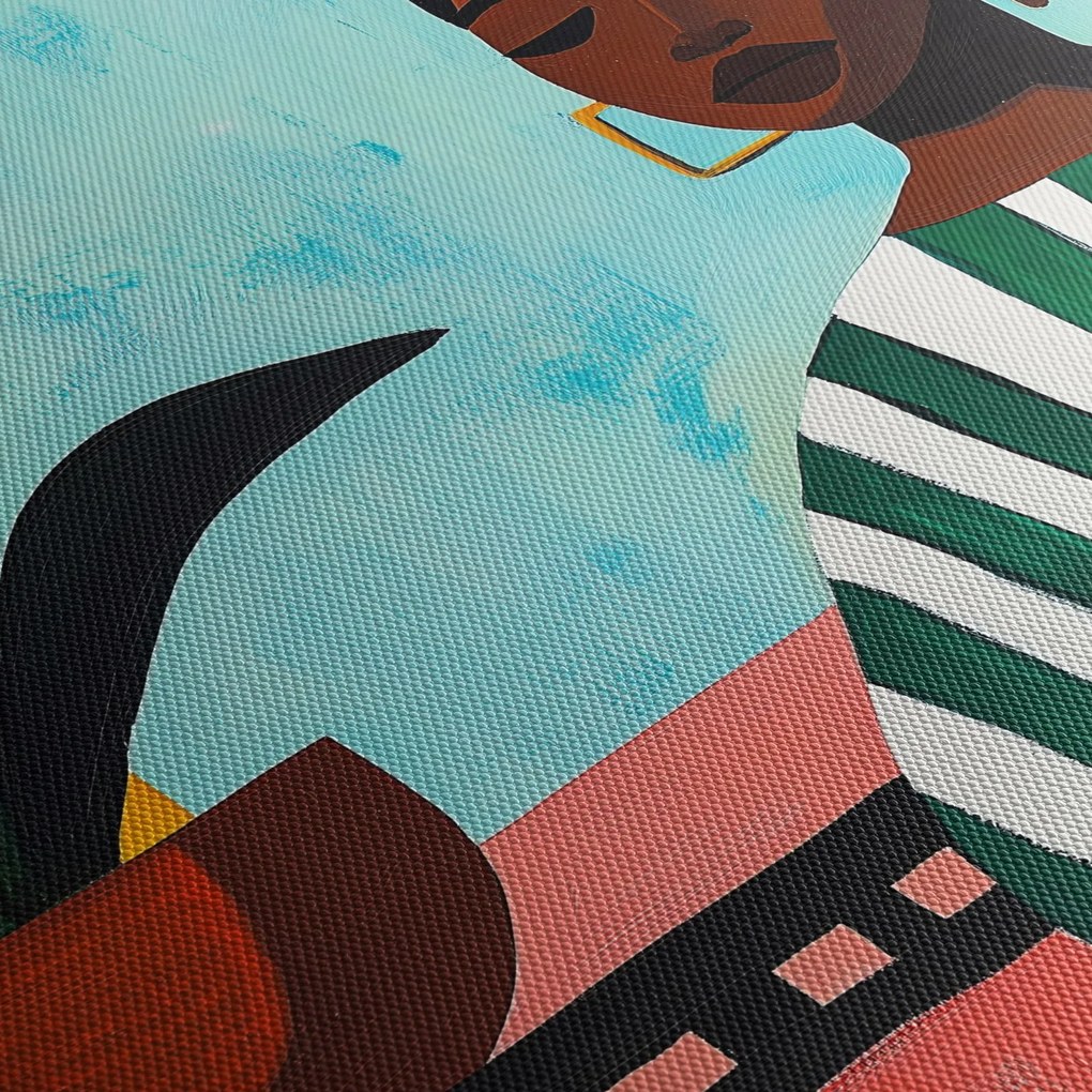 Obraz - Kobieta z kwiatem (z zegarem) (90x30 cm)