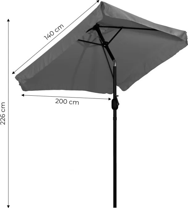 Parasol ogrodowy składany UM019 z regulacją kąta nachylenia, szary