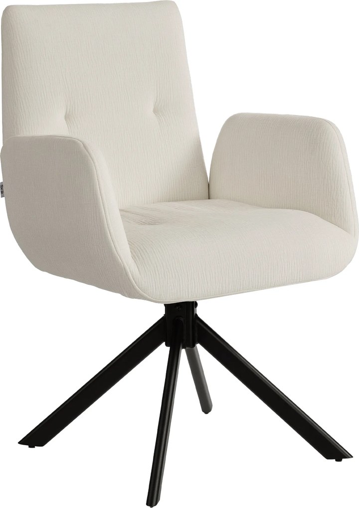 HOMCOM Fotel tapicerowany, fotel akcentowy, nowoczesny design, obrotowy, do 120 kg, kremowo-biały