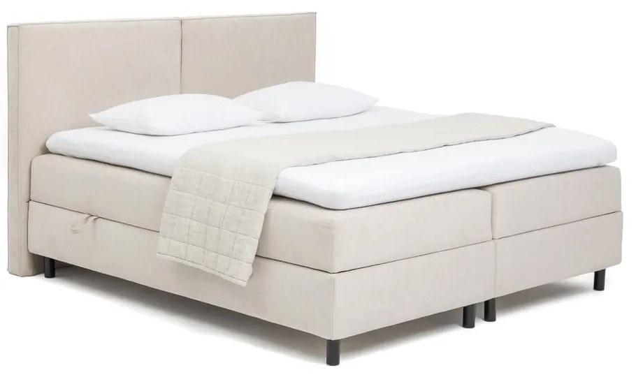 Beżowe łóżko kontynentalne ze schowkiem 160x200 cm Elva Bold – Bonami Selection