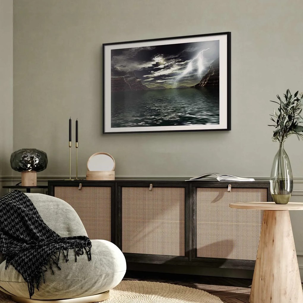 Plakat Burza 30x21 cm z ramą czarną z marginesem ARTGEIST B