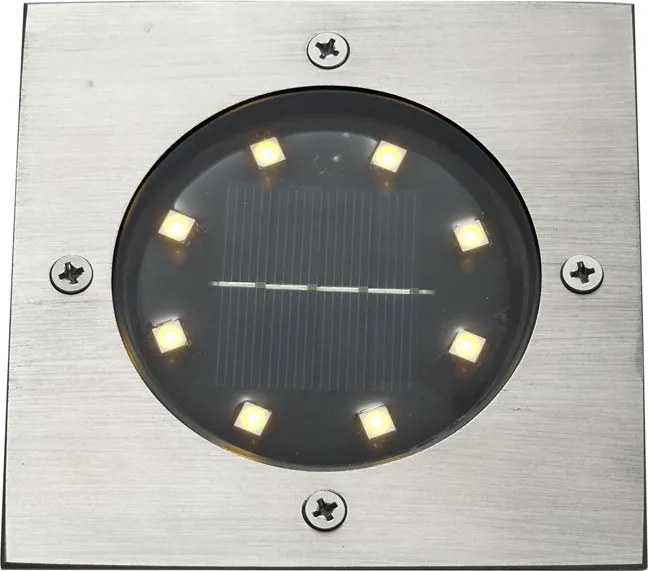 Zestaw 6 reflektorów gruntowych aluminiowych kwadratowych z LED IP65 solarnych - Terry