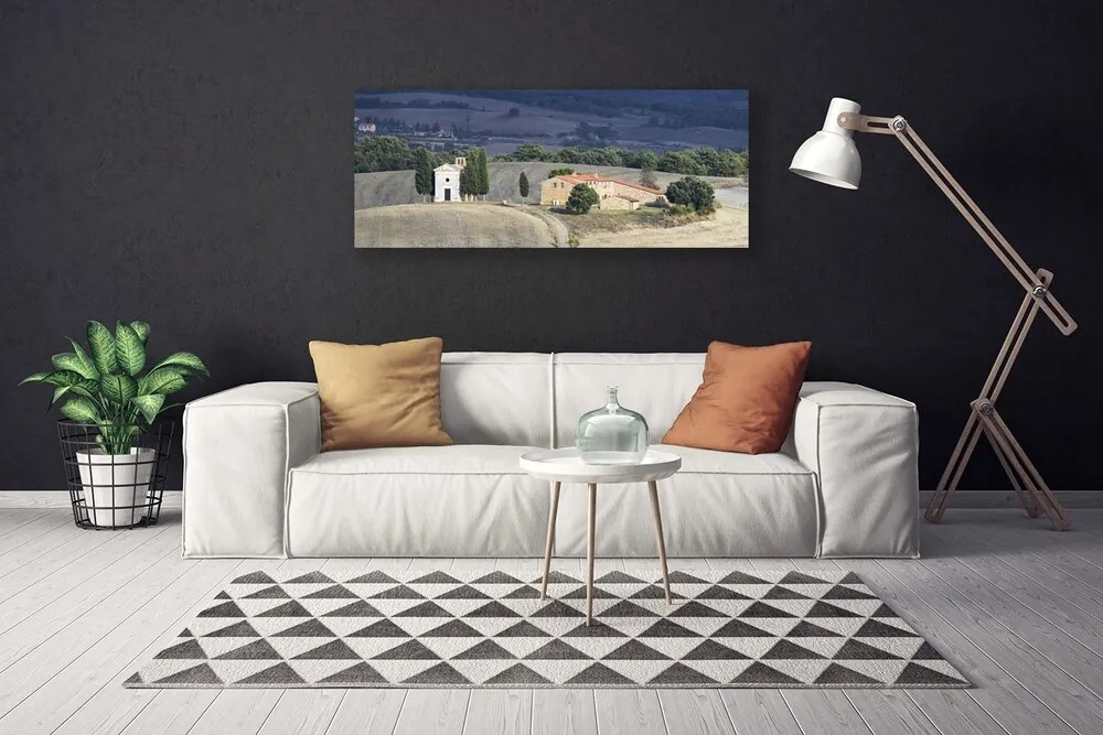 Obraz canvas na ścianę Pejzaż z Drzewami na Łące