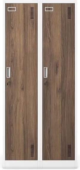 Szafa socjalna czterokomorowa Eco Design Kacper 80x50x180 cm, biały/orzech