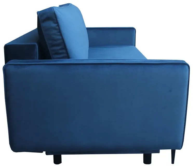 Niebieska sofa z funkcją spania i pojemnikiem A9-M04
