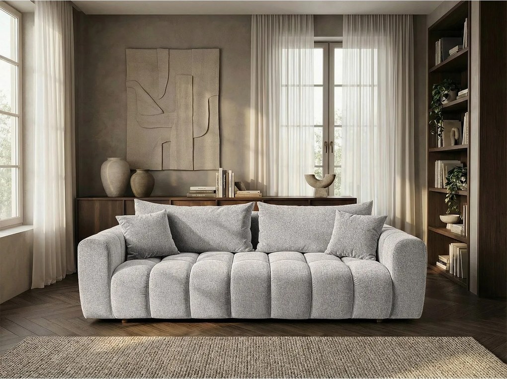 Rozkładana sofa z tkaniny 240cm Beżowa - COSMO LUXURY Premium Pianka HR - Puente 09 Szary