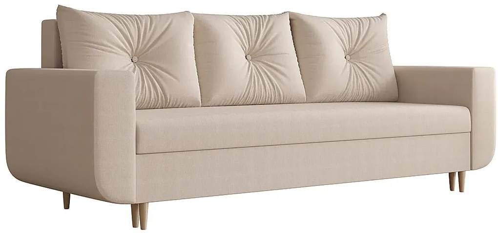 Beżowa rozkładana sofa z pojemnikiem na pościel Z3-W96