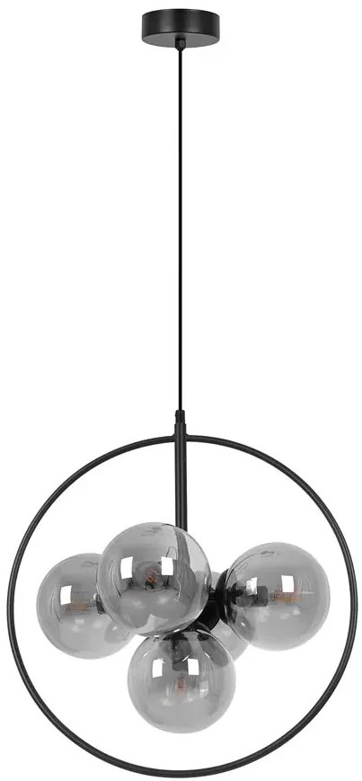 Czarno-grafitowa szklana lampa wisząca w metalowym okręgu - 6X A690 B8-S35