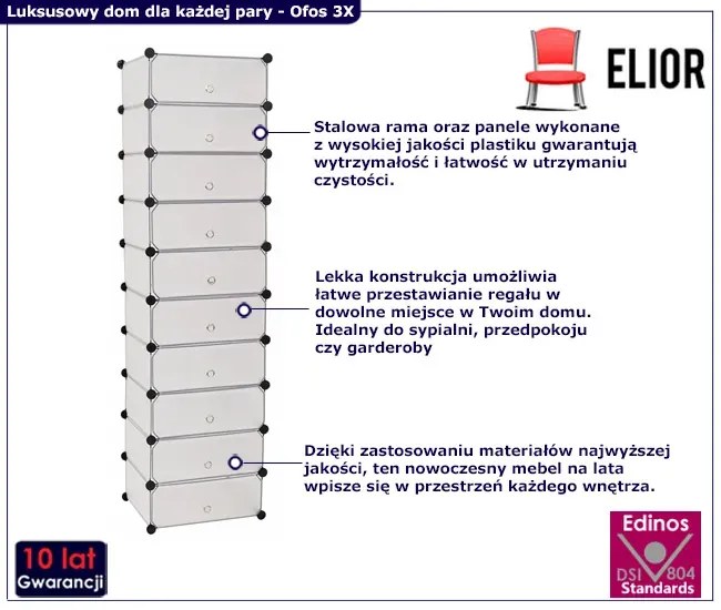 Biała wysoka szafka na buty E1-G64