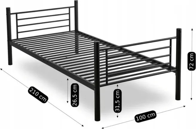 Łóżko Piętrowe Dla Dzieci 90x200 cm RODEZ Metalowe Czarne Loft