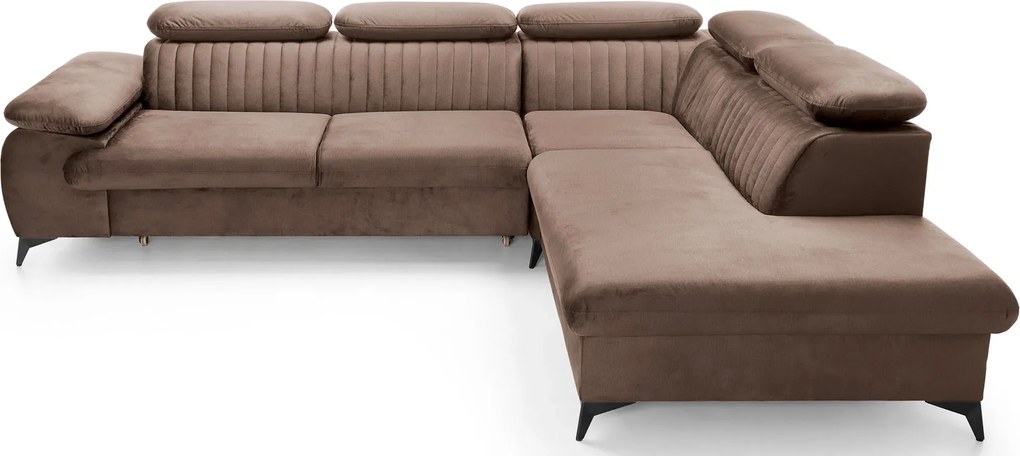 Brązowy narożnik rozkładany z pojemnikiem B0-B39