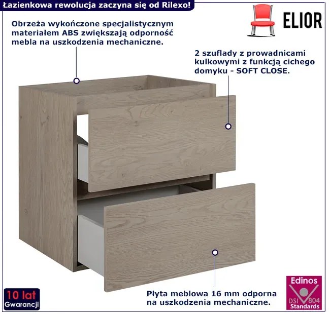 Wisząca szafka łazienkowa ciemny dąb 60 cm R6-D50