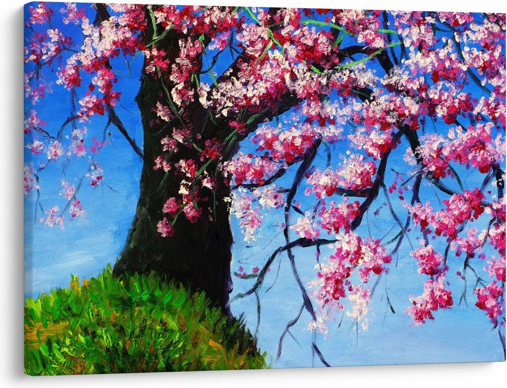 Obraz malowanego kwiatu wiśni (70x50 cm)