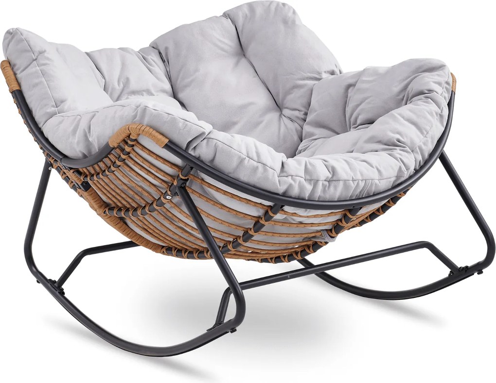 Fotel Bujany Ogrodowy ELTON na Płozach Szary Nowoczesny