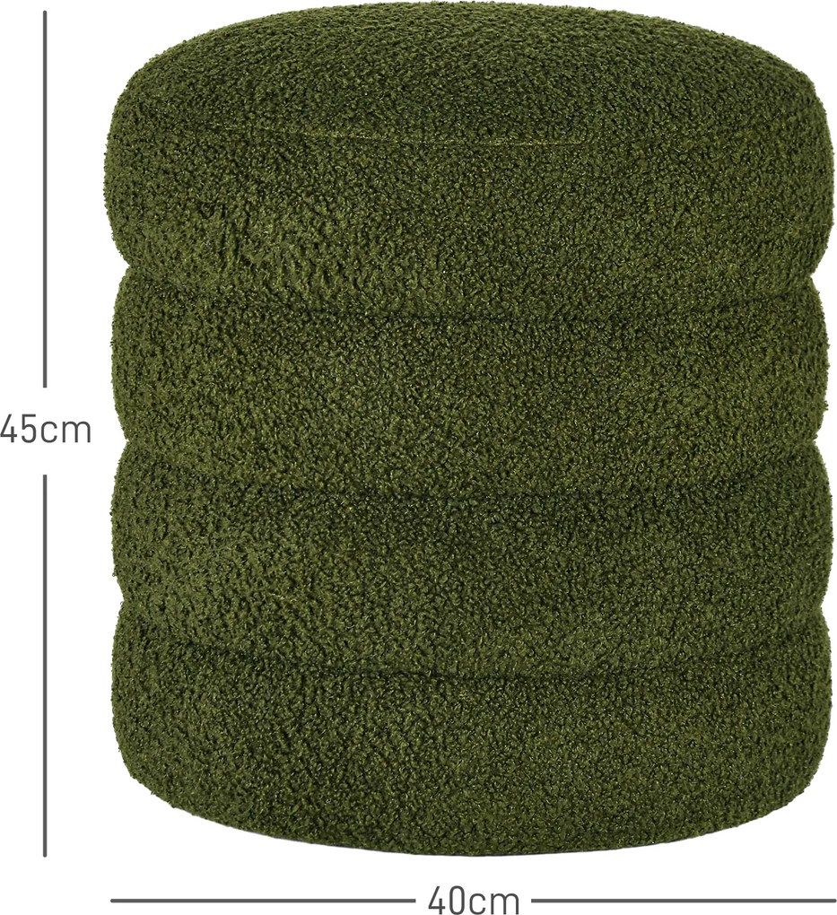 HOMCOM Pufa, okrągła, mikrofibra, do 120kg, Φ40x45H cm, Zielona