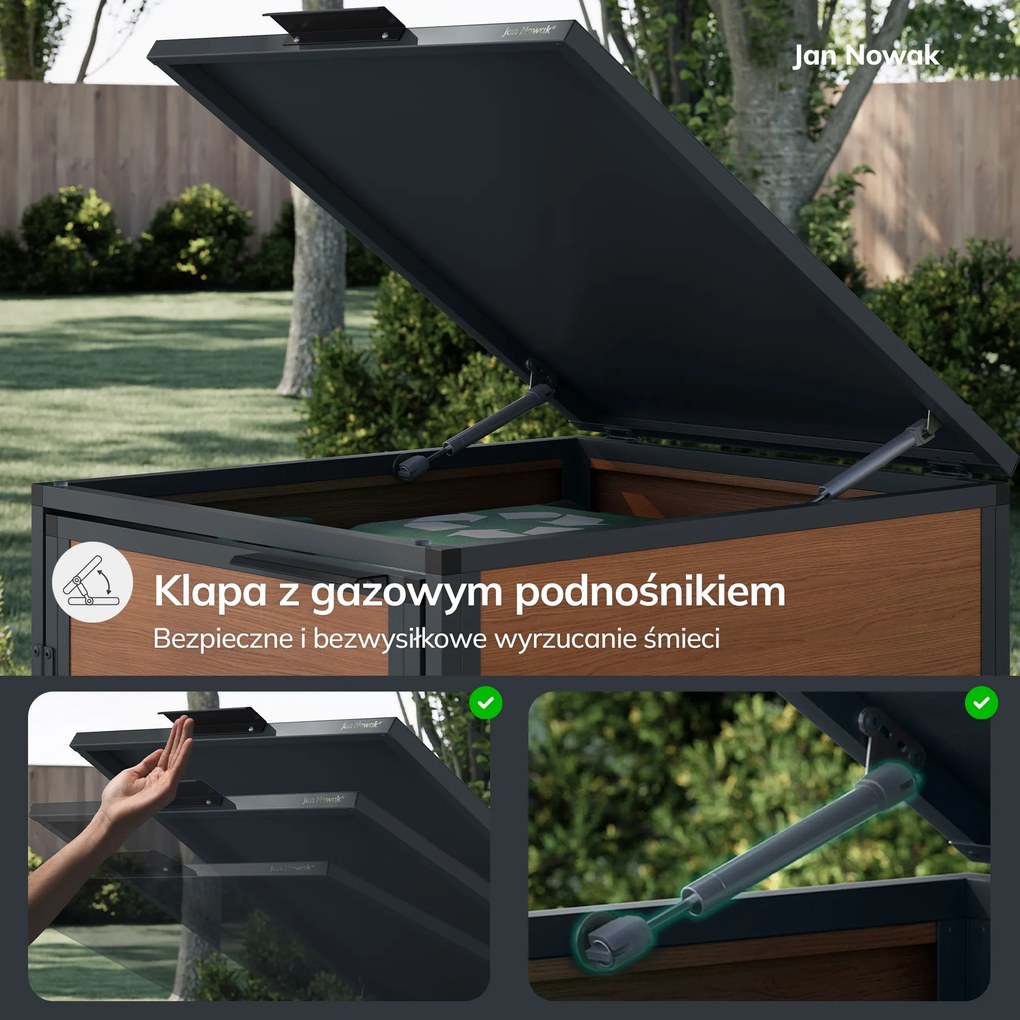 Zabudowa śmietnikowa 120L jednokomorowa, antracyt - orzech
