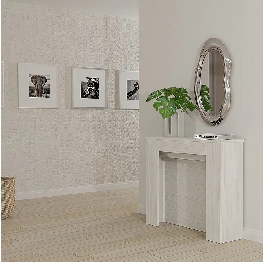 CLARA - Smukły biały rozkładany stół konsolowy od 25 cm do 2 metrów - zintegrowane przedłużenia - do 8 osób - darmowa dostawa