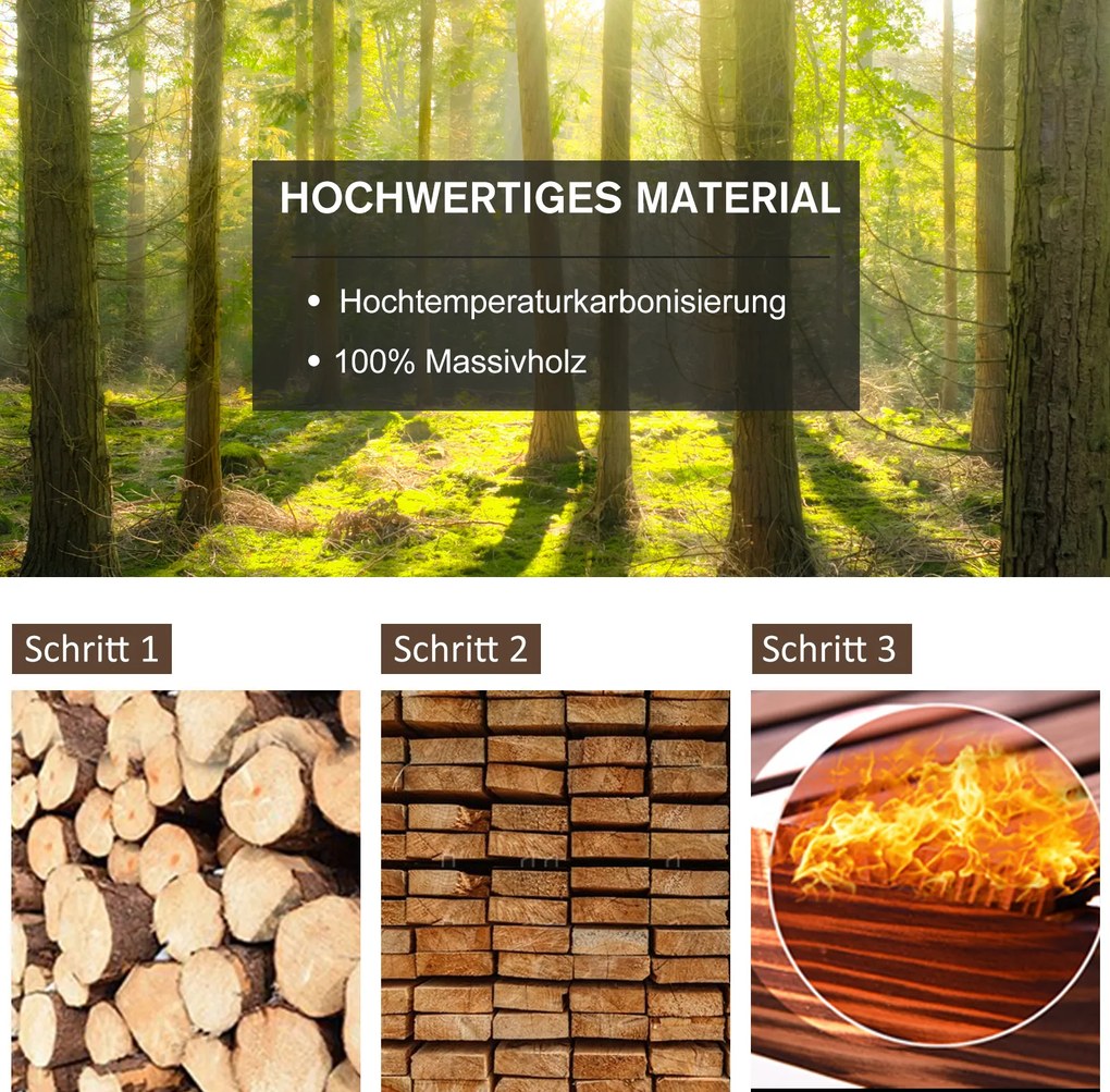 Outsunny Relaksacyjny Fotel Bujany Ogrodowy - Drewniana Konstrukcja, Brązowy Kolor, 88x68x97cm - Chwile Wytchnienia