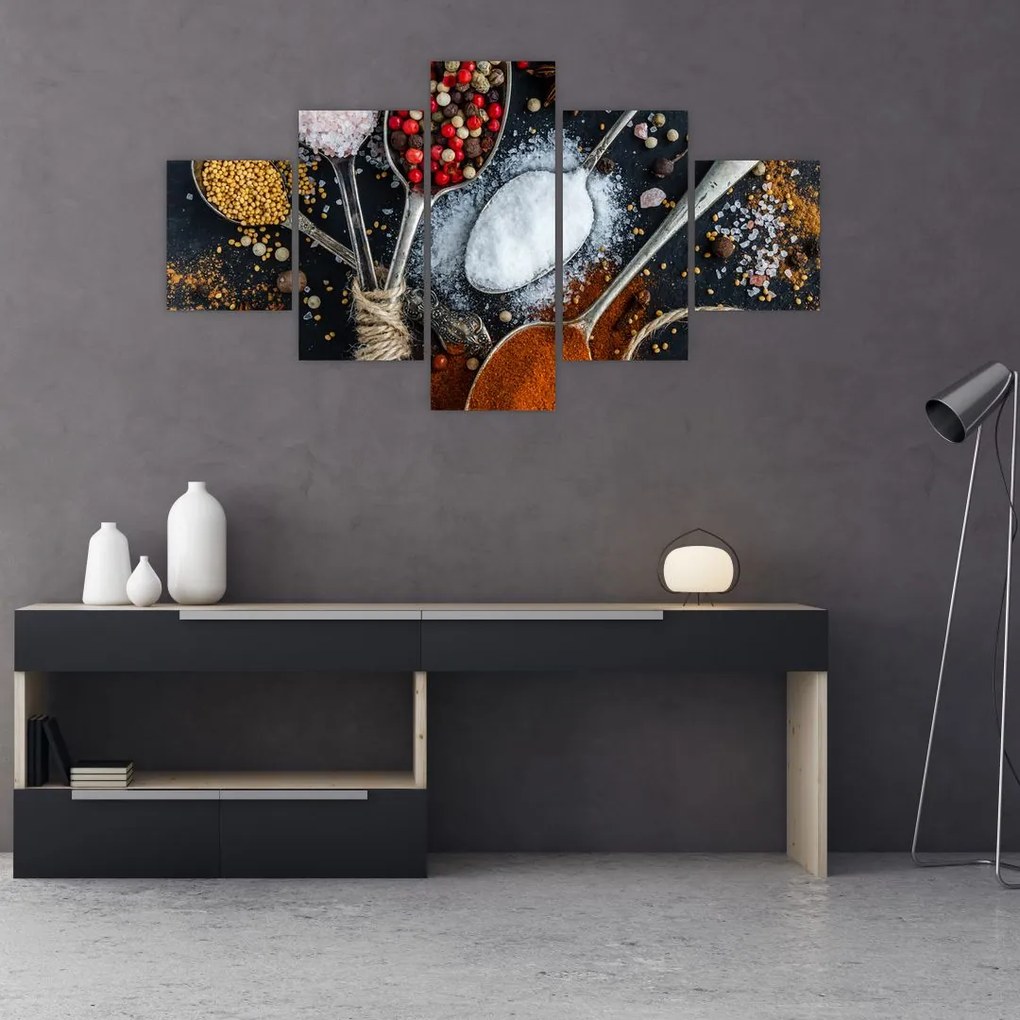 Obraz łyżek z przyprawami (125x70 cm)