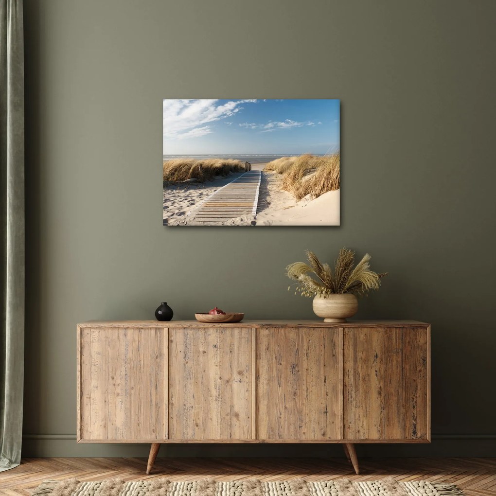 Obraz - Piaszczysta plaża na wyspie Langeoog, Niemcy (70x50 cm)