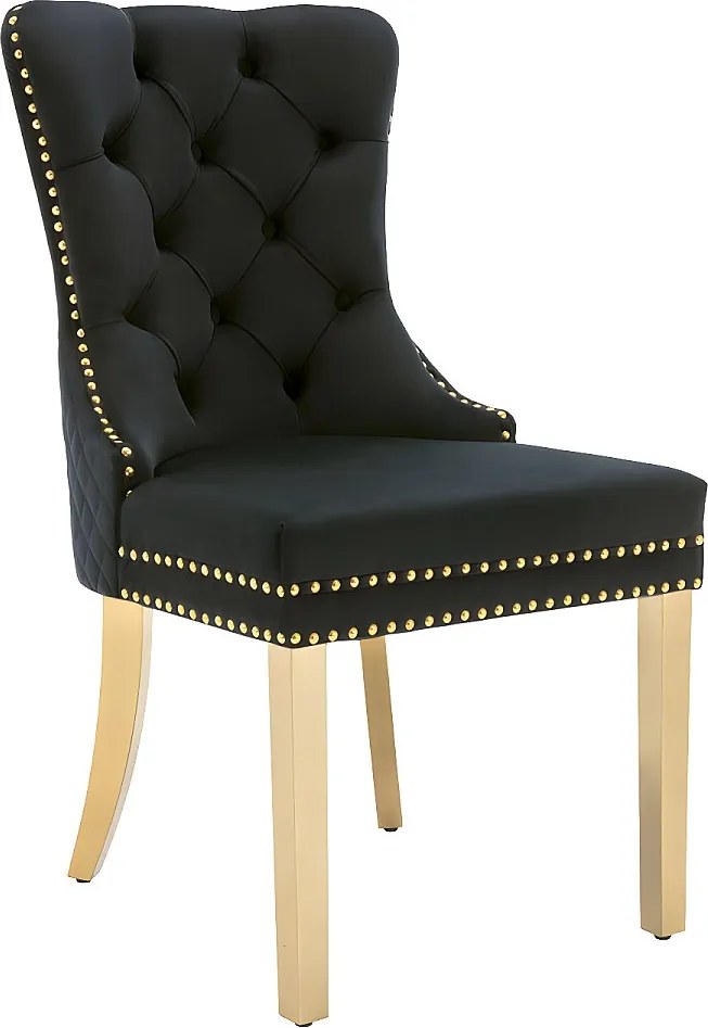 Zestaw 6 krzeseł welurowych z metalowymi nogami - Czarny