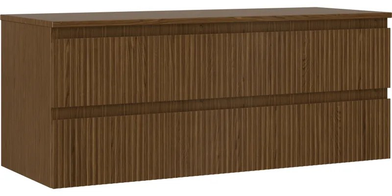 Mexen Rivel szafka łazienkowa podumywalkowa 120 cm z blatem, 2 szuflady, ryflowana , orzech - 91A20-12047-2-BFFC86