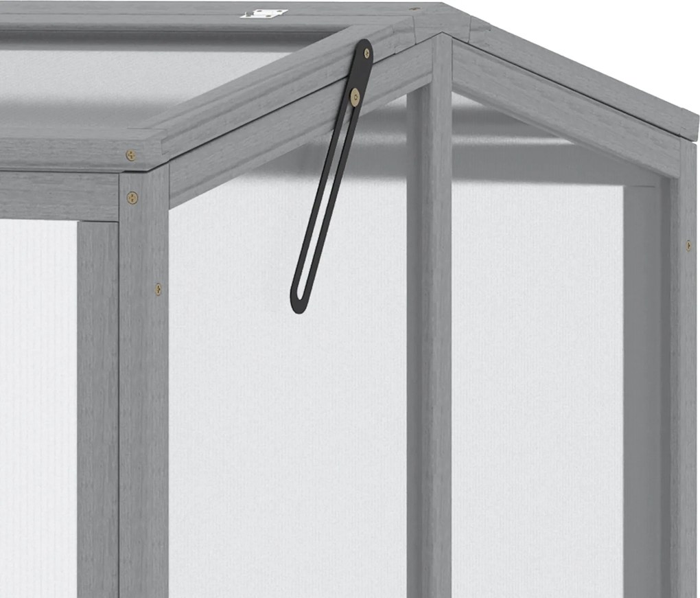 Outsunny Szklarnia Ogrodowa z Drewna i Poliwęglanu Jasnoszara Odporna na Pogodę 90x80x58cm | Aosom PL